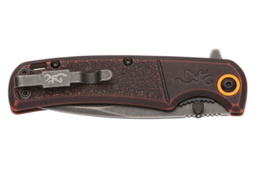 Image of Browning Buckmark Slim Wash Folding Knife, Box Packaging, 3.13in, D2 High Carbon Steel, Drop Point Blade, Bronze Stonewashed Polymer, Black/Orange Handle, 3220581B