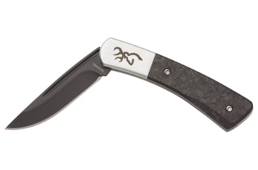 Image of Browning Knoll Folding Knife, 2.375in, Swedish Sandvik 12C27, Drop Point, Black Handle, N, 3220476