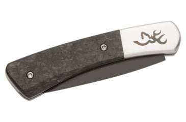 Image of Browning Knoll Folder 2.375in Knife, Slip Joint, Black 12C27 Blade, Marbled Carbon Fiber Handle, 3220476