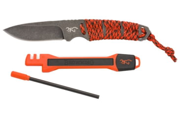 Image of Browning Last Light Combo Fixed Blade Knives, 3.5in, 8Cr13MoV Stainless Steel, Wrapped Paracord, Orange Handle, 3220364
