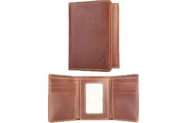 Image of Browning Leather Wallet Tri-Fold Buckmark Logo Congac