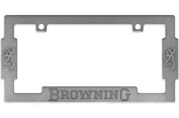 Image of Browning License Plate Frame W/logos And Buckmark Nickel