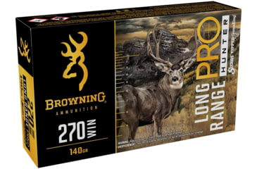 Image of Browning Long Range Pro .270 Winchester 140 grain Sierra Tipped GameKing Nickel Plated Brass Cased Centerfire Rifle Ammo, 20 Rounds, B192502702