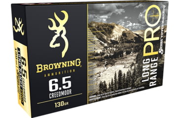 Image of Browning Long Range Pro 6.5mm Creedmoor 130 grain Sierra Tipped GameKing Nickel Plated Brass Cased Centerfire Rifle Ammo, 20 Rounds, B192500652