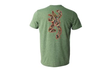 Image of Browning Mens Buckmark Short Sleeve T-Shirt, Heather Military/Mo Country/Blaze, 2XL A000234430106