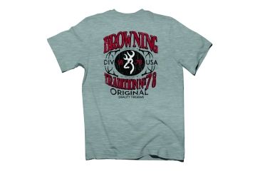Image of Browning Mens Quality Firearms S/S Tee, Sport Gray, S BRD010050.077900.S