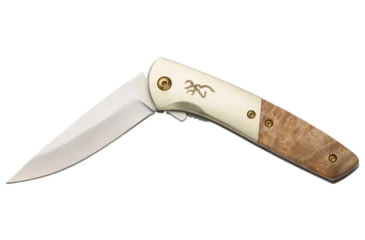 Image of Browning Nine Mile Folding Knife, 3in, D2 High Carbon Steel, Drop Point, Wood Handle, N, 3220470