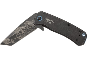 Image of Browning Patriot Tanto Folding Knife, 3.63in Closed, 2.63in Black Stonewash Stainless Talon Blade, Black Stonewash SS Handle, 3220459B