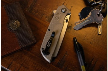 Image of Browning Plateau Assisted Opening Folding Knife - Box, 3.25in, D2 High Carbon Steel, Cleaver, G10 Handle, N, 3220469B