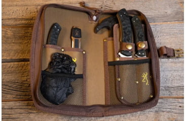 Image of Browning Primal Combo 6PC Fixed Blade Knife - Box, 3.75in, Stainless Steel, Caper/Guthook/Skinner, Polymer/Rubber Handle, Tan, 3220422B