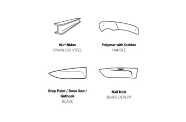 Image of Browning Primal Kodiak Folding Knife - Box, 3.75in, 8Cr13MoV, Drop Point, Polymer/Rubber Handle, Black, 3220430B