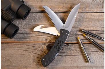 Image of Browning Primal Kodiak Folding Knife - Box, 3.75in, 8Cr13MoV, Drop Point, Polymer/Rubber Handle, Black, 3220430B