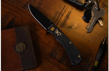 Image of Browning Rivet Folding Knife, 3in, D2 High Carbon Steel, Drop Point, Laminate Handle, N, 3220474