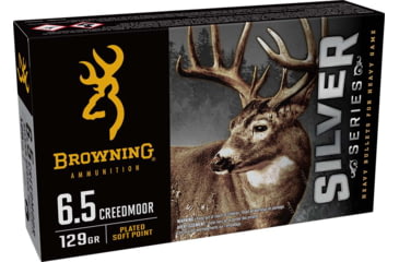 Image of Browning SILVER SERIES 6.5 Creedmoor 129 Grain Plated Soft Point Brass Rifle Ammo, 20 Rounds, B192600651