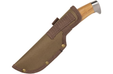 Image of Browning Skinner Wood Knife, 8.5in Overall, 3.75in Satin Stainless Steel Blade, Brown Wood Handle, Brown Nylon Belt Sheath, 3220497
