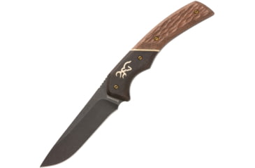 Image of Browning Hunter Fixed Blade Knife - Box, 3.5in, 440-C, Drop Point, Wood Handle, Split Grain Leather, 3220395B