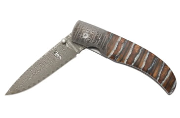 Image of Browning Storm Front Folding Knife, 3in, Damascus, Drop Point, Mammoth Tooth Handle, N, 3220242