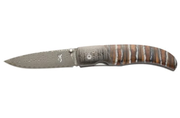 Image of Browning Storm Front Folding Knife, 3in, Damascus, Drop Point, Mammoth Tooth Handle, N, 3220242