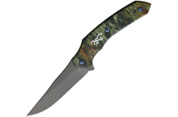 Image of Browning TDX Fixed Blade Knife, 4 gray titanium coated stainless blade, TDX camo aluminum handle, 3220326