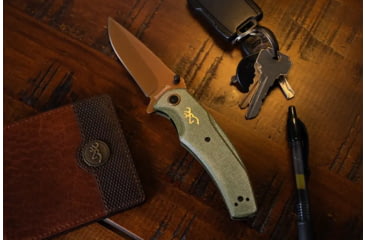 Image of Browning Trailside Folding Knife - Box, 3.5in, D2 High Carbon Steel, Drop Point, Laminate Handle, N, 3220466B