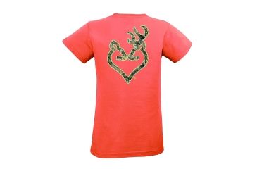 Image of Browning Womens Buckheart Short Sleeve T-Shirt, Papaya/Mo Country/Mint, Medium A000324780103