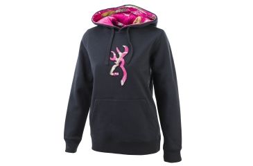 Image of Browning Womens Buckmark Camo Sweatshirt, Black, Small A000145100502