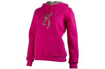 Image of Browning Womens Buckmark Camo Sweatshirt, Fuchsia, S BRI020004.420238.S