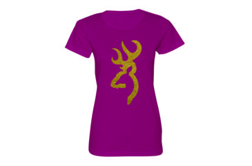 Image of Womens Graphic Crinkle Foil Buckmark Short Sleeve T-Shirt, Fuchsia