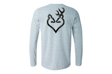 Image of Browning Womens Distressed Black Buckheart Long Sleeve T-Shirt, Sport Gray, Large A000340300104