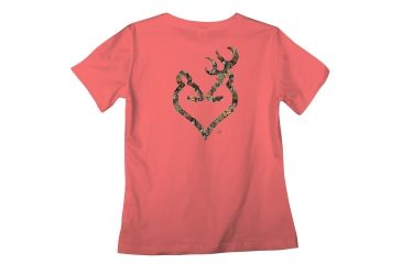 Image of Browning Womens Mo Country Buckheart S/S Tee-Classic, Papaya, S BRD020060.216334.S