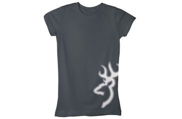 Image of Browning Womens Studded Buckmark S/S Tee-Fitted, Charcoal, S BRD020052.097900.S