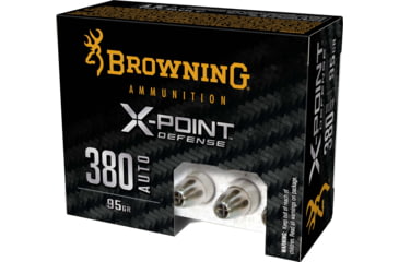 Image of Browning X-Point .380 ACP 95 grain X-Point Nickel Plated Brass Cased Centerfire Pistol Ammo, 20 Rounds, B191703802