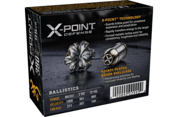 Image of Browning X-Point .380 ACP 95 grain X-Point Nickel Plated Brass Cased Centerfire Pistol Ammo, 20 Rounds, B191703802