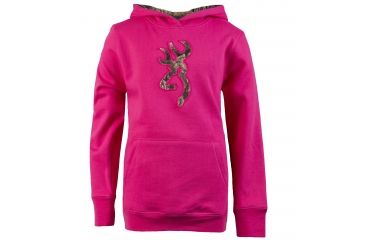 Image of Browning Youth Buckmark Camo Sweatshirt, Fuchsia, Extra Small BRI030003.420334.XS