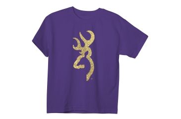 Image of Youth Graphic Gold Glitter Buckmark Short Sleeve T-Shirt, Purple
