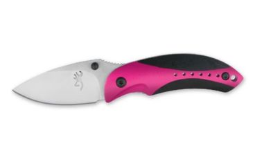 Image of Browning Zipper Pull Keychain Light 1 White LED 13 Lumens, 1 Green LED 6 Lumens,Minnow Folding Pocketknife,Pink/Black 3710063