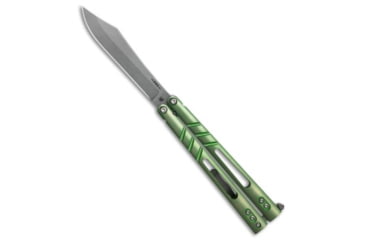 Image of Brs BRS Alpha Beast Infinity Balisong Butterfly Knife Green Ti 4.5" Stonewash, Green, CPM S35VN, adult, BHQ-82961