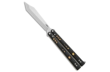 Image of Brs BRS Premium Replicant Balisong Butterfly Knife Black G-10/Gold Ti 4.5" SW, Black, 154CM, adult, BHQ-29060