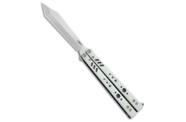 Image of Brs BRS Premium Replicant Balisong Butterfly Knife White G-10/Purple Ti 4.5" SW, Purple/White, 154CM, adult, BHQ-26711