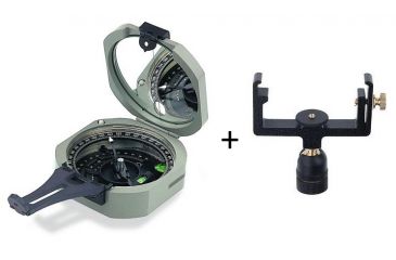 Image of Brunton International Pocket Transit Pro Compass, 0-360 degrees 5006LM w/ Brunton Ball &amp; Socket Mount 3040