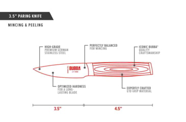 Image of Bubba Blade Chef Series Paring Kitchen Knife, 3.5in, Stainless Steel, G10 Handle, 1114266