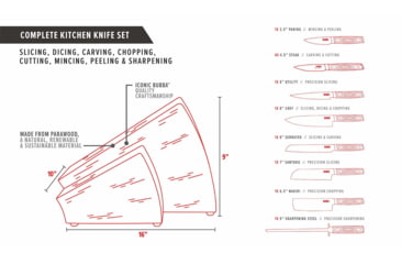 Image of Bubba Blade Complete Kitchen And Steak Knife Set, Stainless Steel, G10 Handles, 1137661