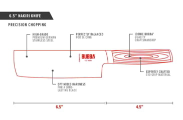 Image of Bubba Blade Nakiri Kitchen Knife, 6.5in, Stainless Steel, G10 Handle, 1151297
