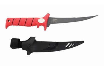 Image of Bubba Tapered Flex Spine Fillet Knife, 7in, Stainless Steel, Serrated, Red Handle, 1213884