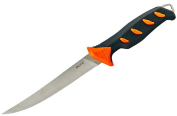 Image of Buck Knives 144 Hookset Fixed Blade Knives, 6in, 5Cr15MoV Steel, Straight, Fillet Shape, Orange/Gray Freshwater, Nylon Handle, 0144ORSB/13269