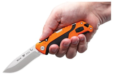 Image of Buck Knives 659 Pursuit Pro Large Folding Knife, 3.6in S35VN Satin Drop Point, Versaflex Orange/Black Handle, 12754