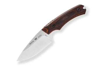 Image of Buck Knives 664 Alpha Hunter Pro Walnut Knife, 8.13in Overall, 3.63in, S35VN, Satin Drop Point Blade, Checkered Walnut Handle, Leather Sheath, 13466