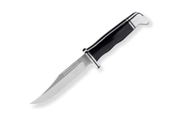 Image of Buck Knives Brahma Black Phenolic Knife, 8.75in Overall, 4.5in, 420HC, Satin Clip Point Blade, Black Phenolic Handle, Leather Sheath, 13453