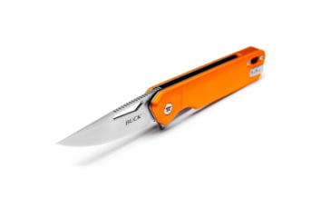 Image of Buck Knives 239 Infusion Assisted Opening Folding Knife, 4.63 in Closed, 3.25 in, 7Cr17MoV, Satin Drop Point Blade, Orange Anodized Aluminum Handle, 13551