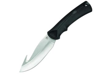 Image of Buck Knives Large Lite MAX Hunting Knife 4 Inch Fixed Blade With Guthook Black Alcryn Rubber Handle And Nylon Sheath
